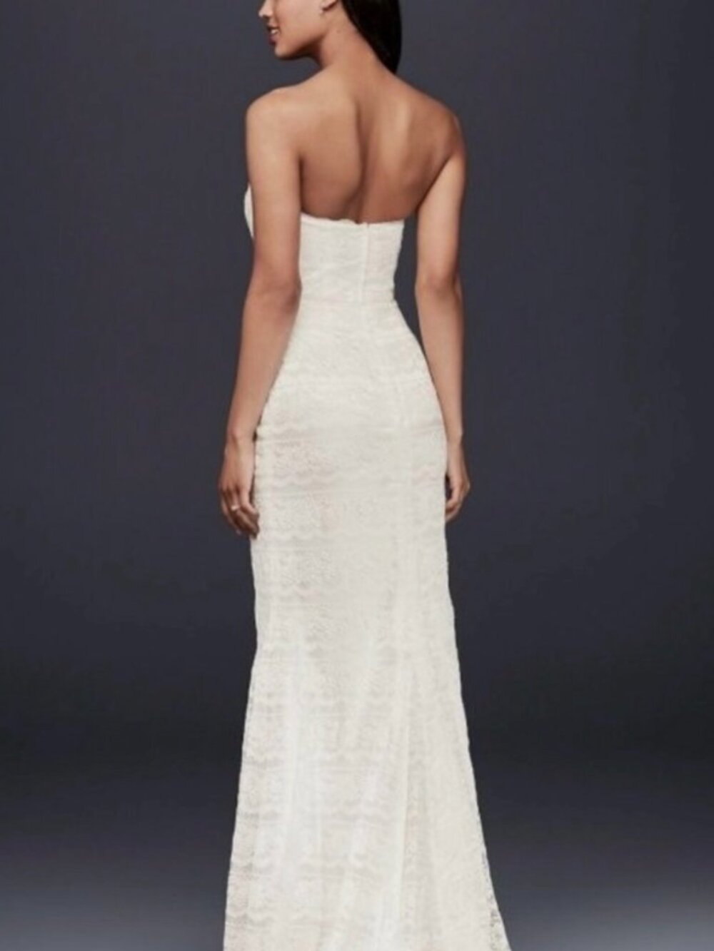 David’s Bridal Strapless Galina White Lace Dress - Picture 3 of 13